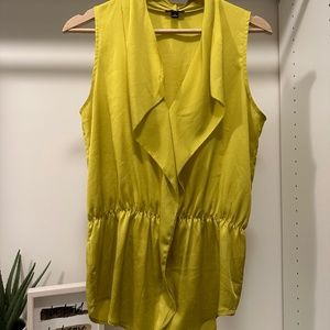 Yellow silk ruffle top